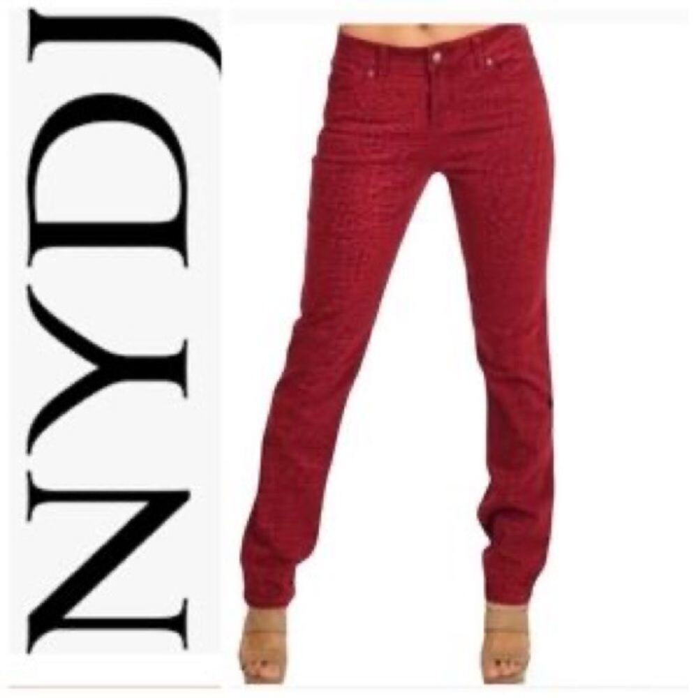 Nydj Red reptile print‎ skinny jeans